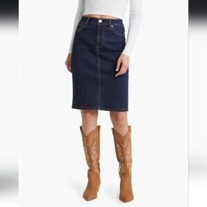 1822 Denim Dark Blue Pencil Skirt, Safia, Size 30 / 10